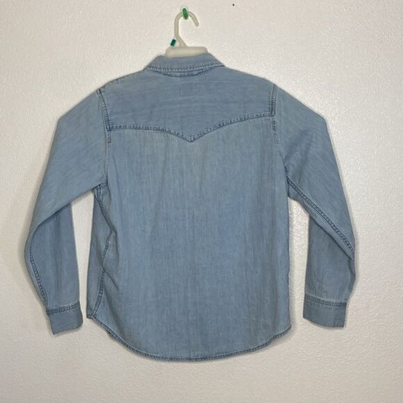 LEVI’S Women’s Pearl Snap Button Light Wash Western Shirt Size L - Picture 6 of 10